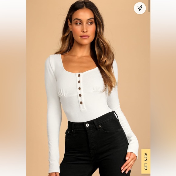 Lulus Call It Classic Ivory Long Sleeve Button-Up Bodysuit - Picture 1 of 10